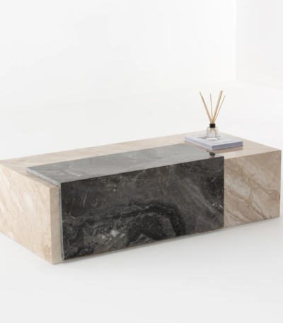 Bahoo Indra Layered Orobico Grey & Brecia Beige Marble Coffee Table