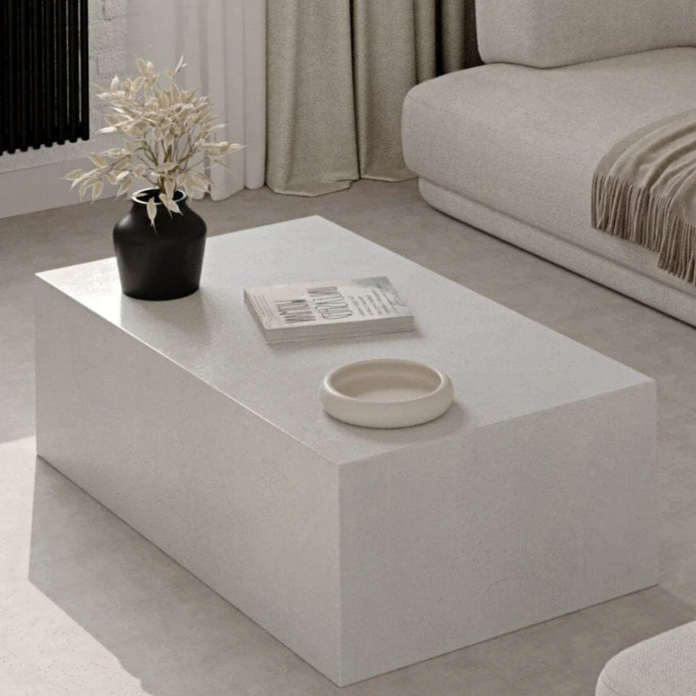 Bahoo Felicity Natural Limestone Block Coffee Table with Matte Finish