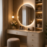 Bahoo Interior Luna Luxe LED Makeup Vanity Table with Storage Display Shelf - Image 2