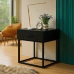 Luxeo Urban Mixed-Material Single Drawer Nightstand - Image 3