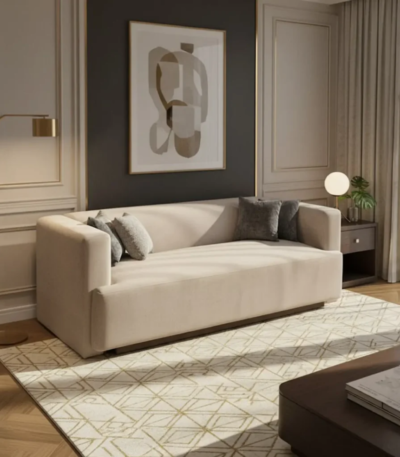 Montiva Modern Cream Upholstered 2 Seater Sofa for Luxury Living Room | Bahoo Interior UAE