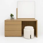 Oaklyn Minimalist Oak Veneer Vanity Set with Mirror & 3 Drawers - Image 10