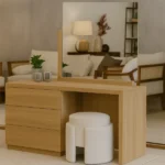 Oaklyn Minimalist Oak Veneer Vanity Set with Mirror & 3 Drawers - Image 9