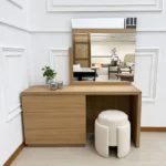 Oaklyn Minimalist Oak Veneer Vanity Set with Mirror & 3 Drawers - Image 2