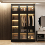Opal Elite 6-Door Wardrobe with glass panels and integrated LED lighting by Bahoo Interior UAE