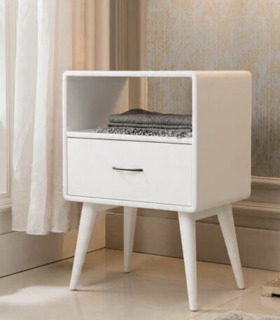 Sater Mid-Century Modern Wood Side Table - minimalist wooden end table by Bahoo Interior UAE