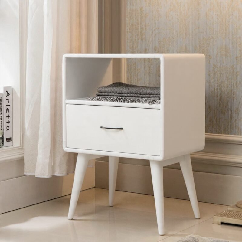 Sater Mid-Century Modern Wood Side Table - minimalist wooden end table by Bahoo Interior UAE