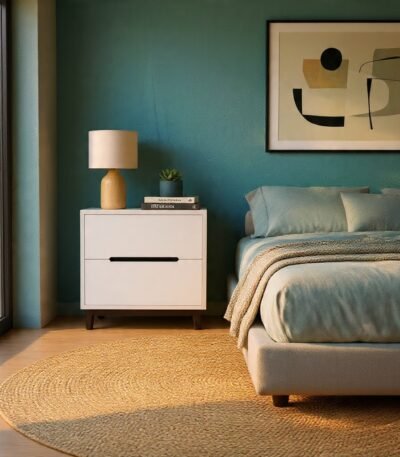 Zion Premium Bedside Table - Compact solid wood composite nightstand with multi-tier storage for modern bedrooms
