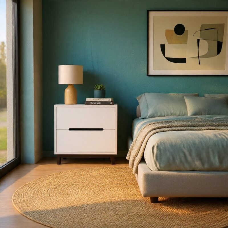 Zion Premium Bedside Table - Compact solid wood composite nightstand with multi-tier storage for modern bedrooms
