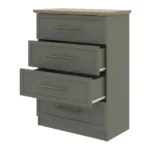 Saga 4-Drawer Accent Chest – Olive & Natural Wood - Image 2