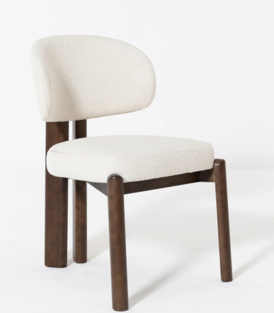 Bahoo Santino Cream Upholstered Dining Chair – Modern Wood Frame