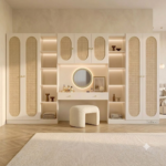 Serena Crafted Rattan & Dressing Table Combination Full-Wall Wardrobe - Image 2