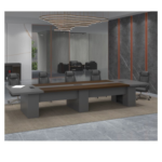 Executive Meeting Table 4800mm Walnut Grey | Premium Boardroom Conference Table UAE - Image 2