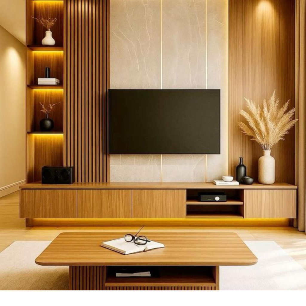 Modern TV Wall Panel Design in MDF | Custom Entertainment Unit Dubai