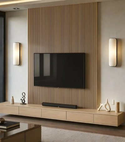 Modern MDF TV Unit Wall Decor Design | Custom TV Wall Panel Dubai UAE