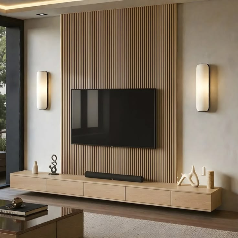 Modern MDF TV Unit Wall Decor Design | Custom TV Wall Panel Dubai UAE