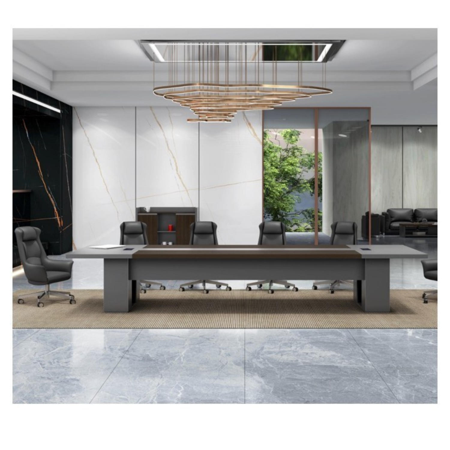Untitled design 4800mm Walnut Grey Executive Meeting Table, premium boardroom conference furniture for UAE corporate offices.