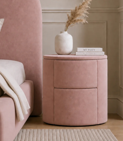Velmora Premium Upholstered Bedside Table with Concealed Storage