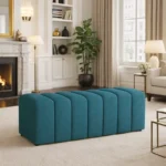 Serene Wave Sculpted Upholstered Bench with Hidden Storage - Image 4