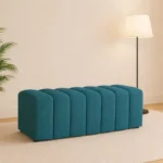 Serene Wave Sculpted Upholstered Bench with Hidden Storage - Image 2