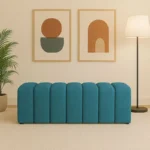 Serene Wave Sculpted Upholstered Bench with Hidden Storage - Image 3