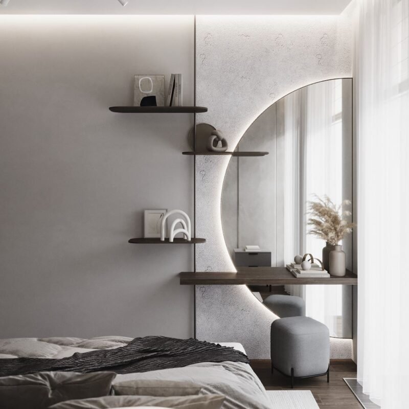Huyre Modern Fusion Dresser with Mirror - Luxury Bedroom Vanity Set for Modern UAE Homes