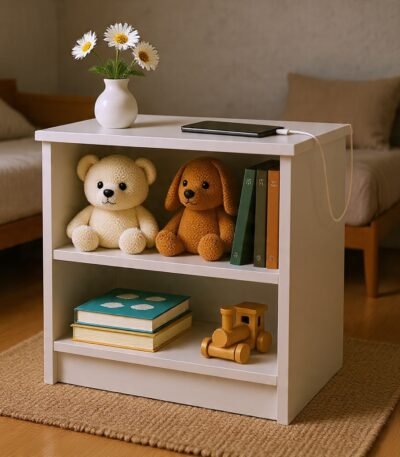 Apex Accent Nightstand: High-density engineered wood bedside table with drawer and dual storage shelf.