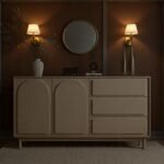 Cole Mid-Century Modern Rattan & Walnut Sideboard Cabinet - Image 3