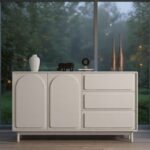 Cole Mid-Century Modern Rattan & Walnut Sideboard Cabinet - Image 2