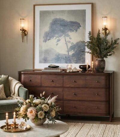 Kisner 8-Drawer Luxury Wooden Bedroom Dresser for elegant bedroom storage and organization