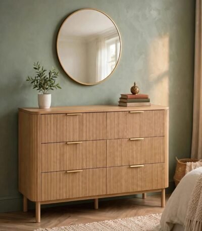 Furano Six-Drawer Wooden Bedroom Dresser by Bahoo Interior UAE - Elegant storage for modern bedroom decor.