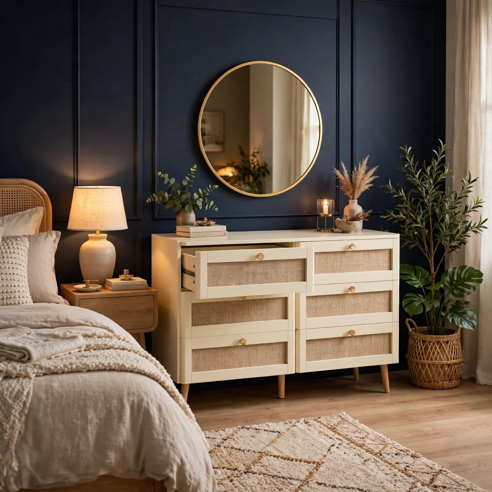 WhatsApp Image 2026-07-03 at 8.27.13 PM (1) Lumia Woven Cane 6-Drawer Bedroom Dresser - Image 1