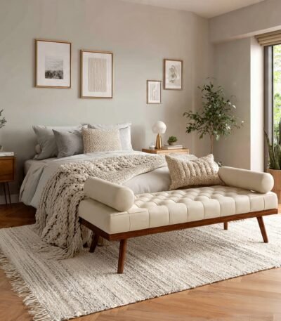 Aura Bolster Beam Minimalist Upholstered Bench - Modern seating furniture by Bahoo Interior UAE