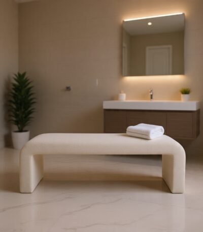 Odesa Luxe wooden upholstered bed end bench for luxury bedroom interiors by Bahoo Interior UAE