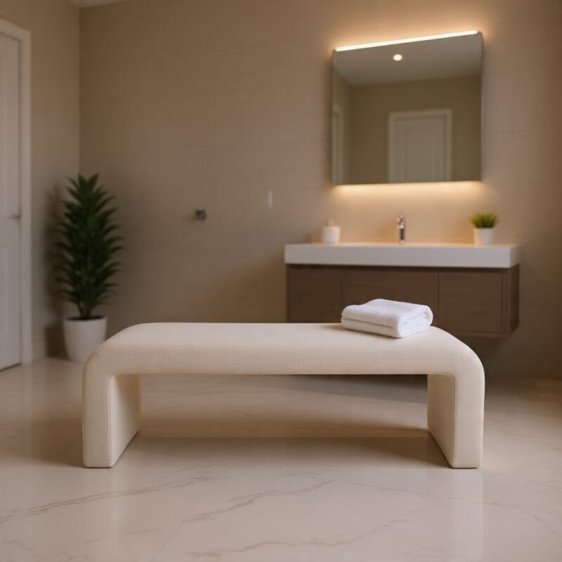 Odesa Luxe wooden upholstered bed end bench for luxury bedroom interiors by Bahoo Interior UAE