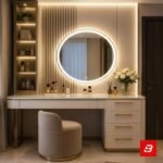 Bahoo Solstice Fluted Round-Mirror Vanity Suite | Luxury Dressing Table