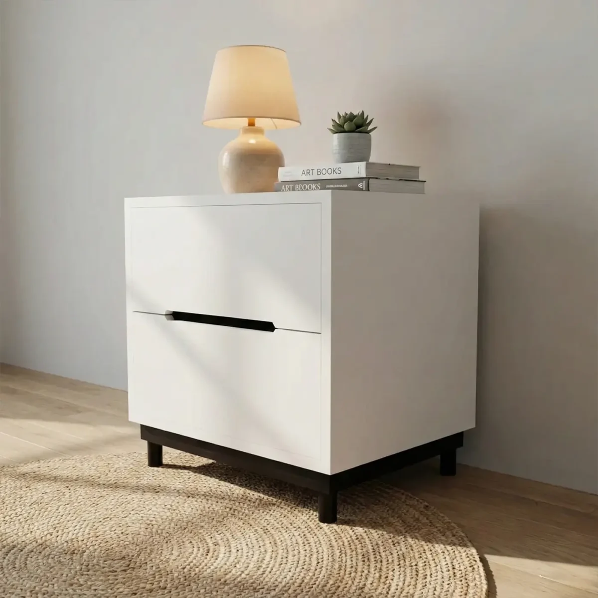 Zion Premium Bedside Table – Compact Solid Wood Composite Nightstand with Multi-Tier Storage - Image 3