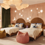 Bahoo Starlight Arch Twin Upholstered Beds with Fabric Wall Panels - Image 4