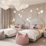 Bahoo Starlight Arch Twin Upholstered Beds with Fabric Wall Panels - Image 2