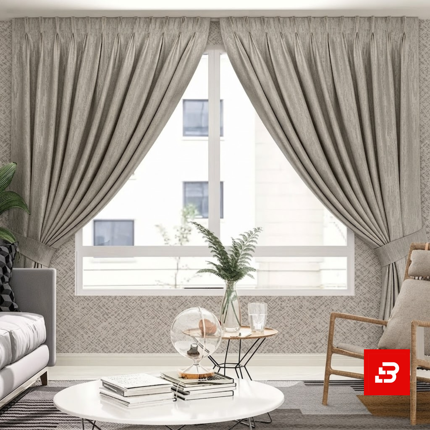 bahoo (8) Bahoo Vesper Tailored Double-Pleat Drapes | Luxury Blackout Curtains - Image 1