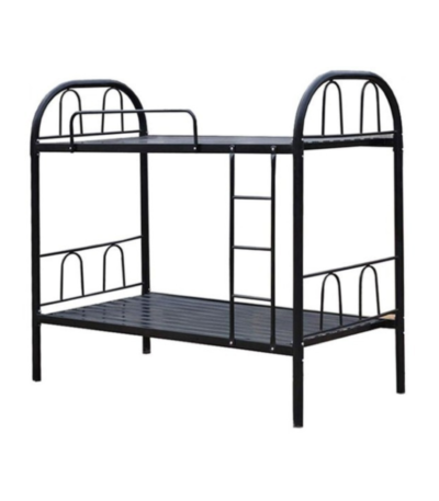 Premium heavy-duty black metal bunk bed featuring a secure nut and bolt assembly system.
