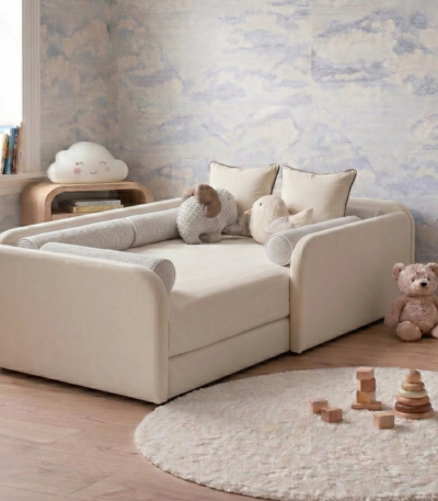 Bahoo Bavo Kids Pink Upholstered Toddler Bed with Padded Side Guards