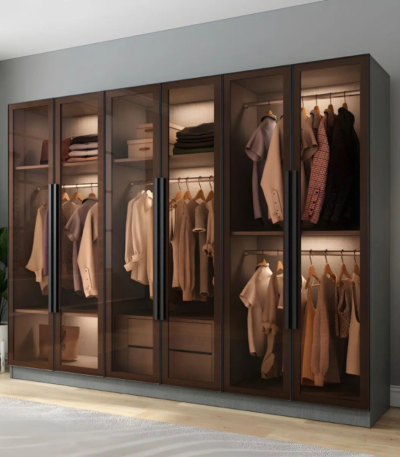 Luminary Elite Glass Wardrobe with Integrated LED Lighting by Bahoo Interior UAE