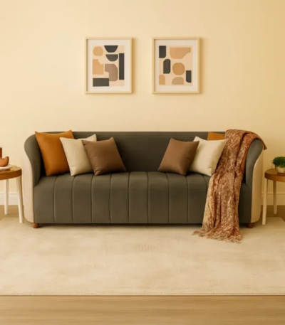 Olin Contemporary Grey Fabric 2 Seater Sofa for Modern Living Room | Bahoo Interior UAE