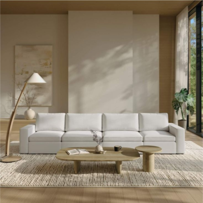 Aspen Ivory White 4 Seater Modular Fabric Sofa by Bahoo Interior UAE