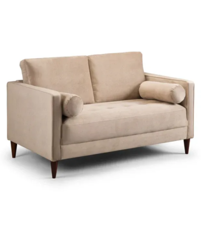 Nova modern beige 2 seater fabric sofa with wooden legs by Bahoo Interior UAE