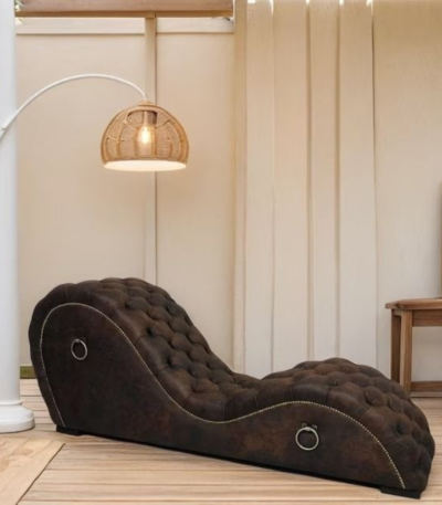 Royal Curved Dark Brown Velvet Chaise Lounge Sofa with Button Tufting | Bahoo Interior UAE