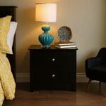 Keres Modern Arched 2 Drawer Nightstand - Black MDF Bedside Table - Image 2