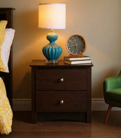 Keres Modern Arched 2 Drawer Nightstand in Black MDF, contemporary bedside table by Bahoo Interior UAE