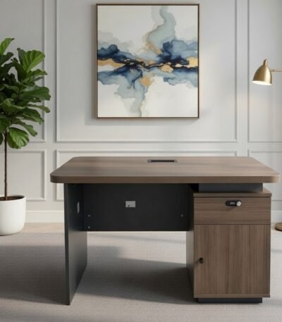 Luna 120 Office Table with Storage Drawer & Cabinet - 120x60cm modern office desk by Bahoo Interior